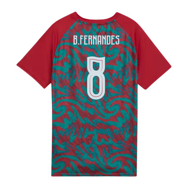 2026-2027 Portugal Warm Up Jersey (Red) - Kids (B.Fernandes 8)-SoccerKits Hub | Buy Soccer Jerseys Online